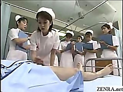 Japanese medical students observe nurse giving a handjob