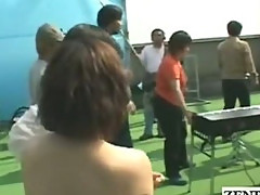 Subtitled group of nudist Japanese musicians rehearsal