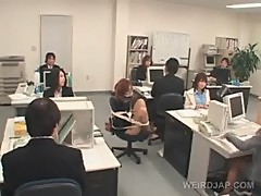 Appealing asian office babe gets sexually teased at work